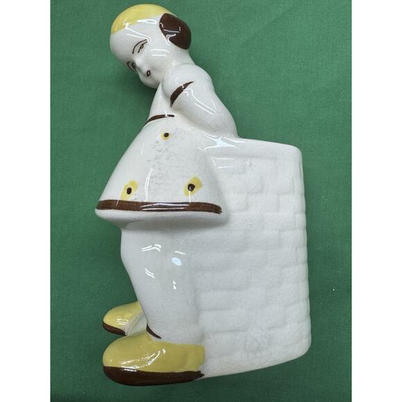 Danish Girl W BASKET" 7.5" FIGURINE PLANTER Unmarked Weil Yellow California - Picture 2 of 6